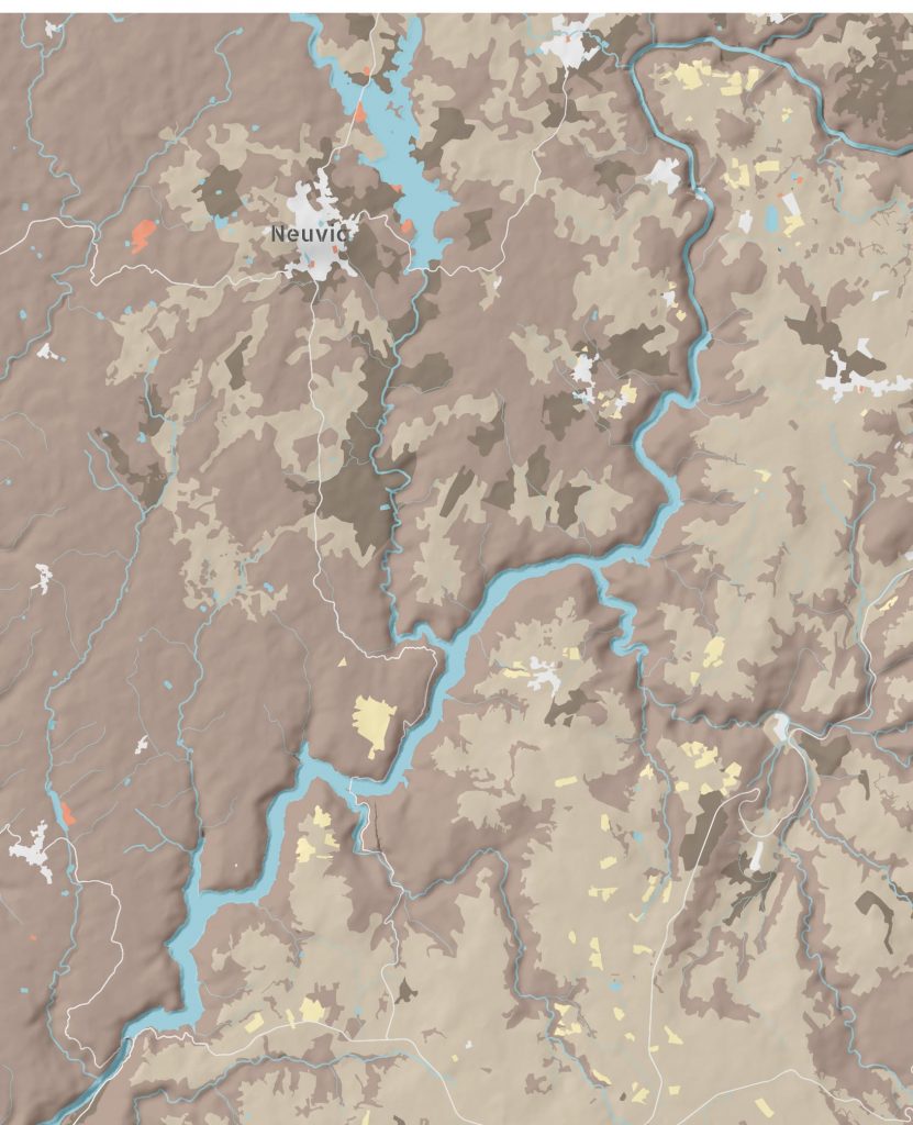 Cartographie relief de la Corrèze, territoire rural zoom